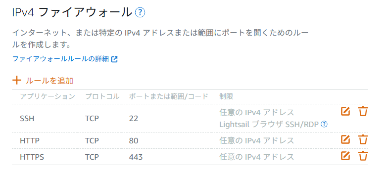 ファイアウォール設定